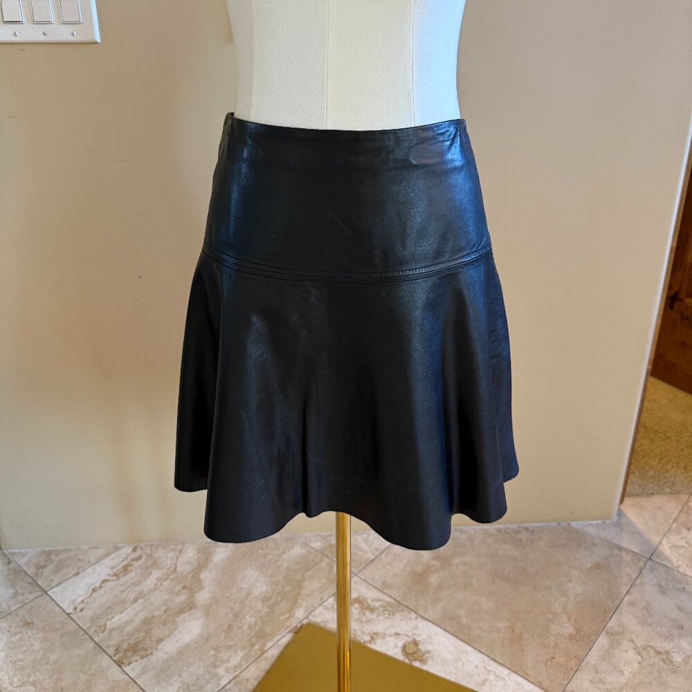 Milly Black Leather miniskirt, size small